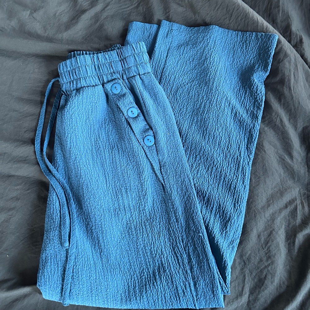 Chic Blue Wide Leg Women's Pants